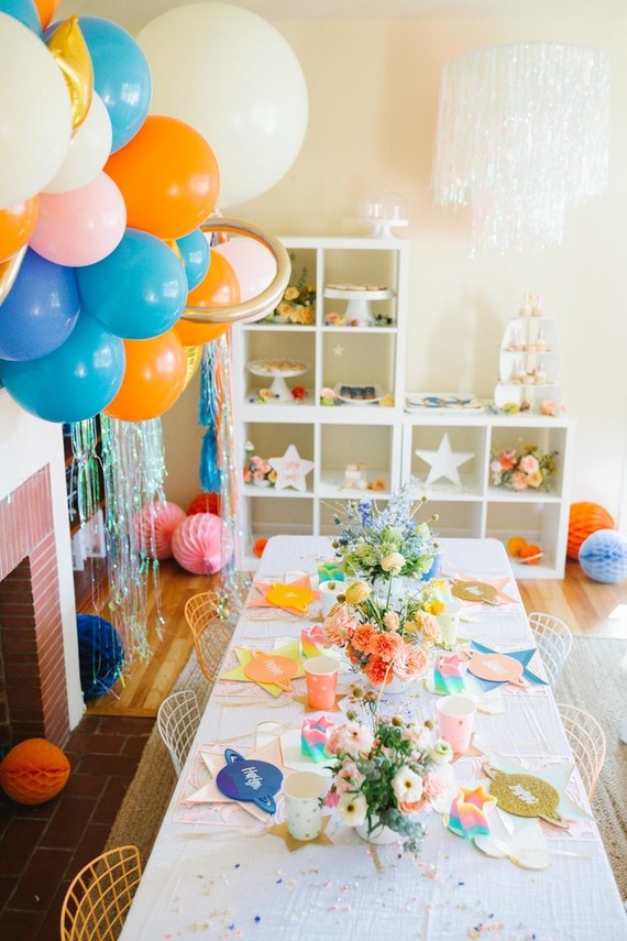 Toy Story and space-themed girl's second birthday party Inspiration