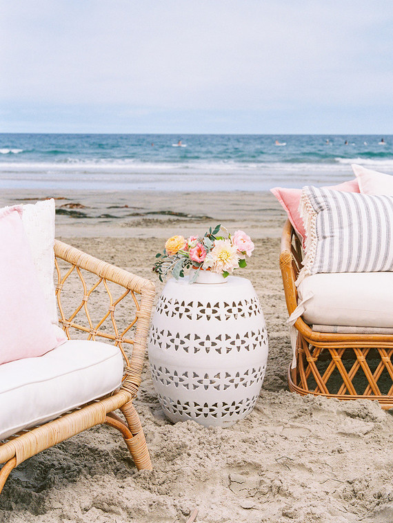 All white gender surprise beach baby shower in La Jolla