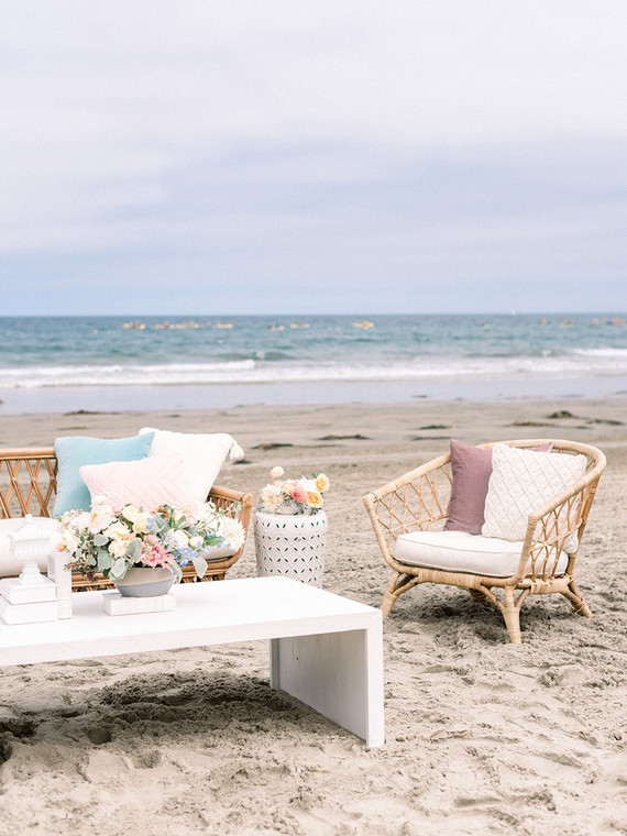 All white gender surprise beach baby shower in La Jolla
