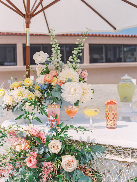 All white gender surprise beach baby shower in La Jolla