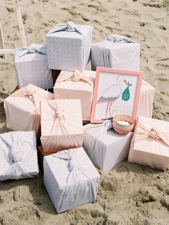 All white gender surprise beach baby shower in La Jolla