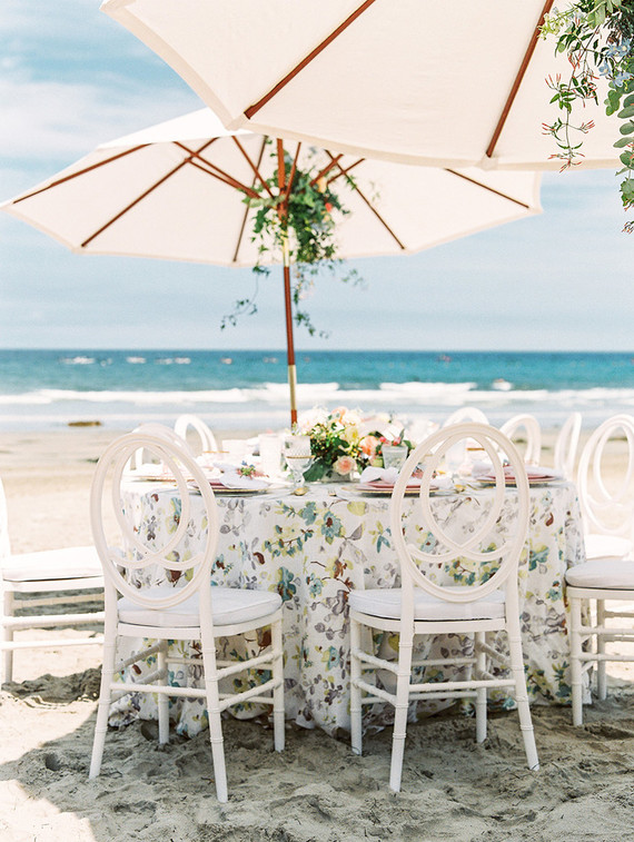 All white gender surprise beach baby shower in La Jolla