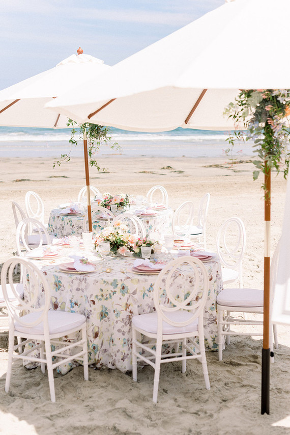 All white gender surprise beach baby shower in La Jolla