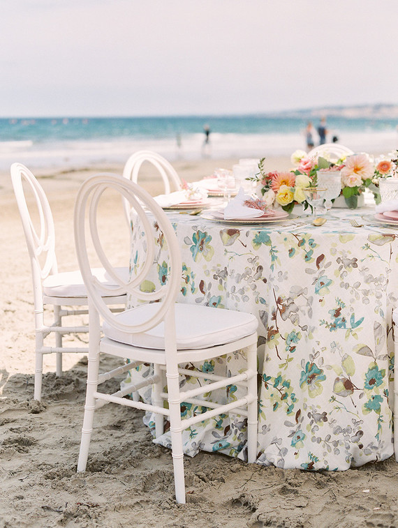 All white gender surprise beach baby shower in La Jolla