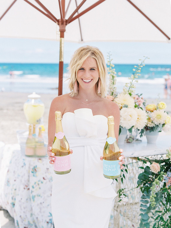 All white gender surprise beach baby shower in La Jolla