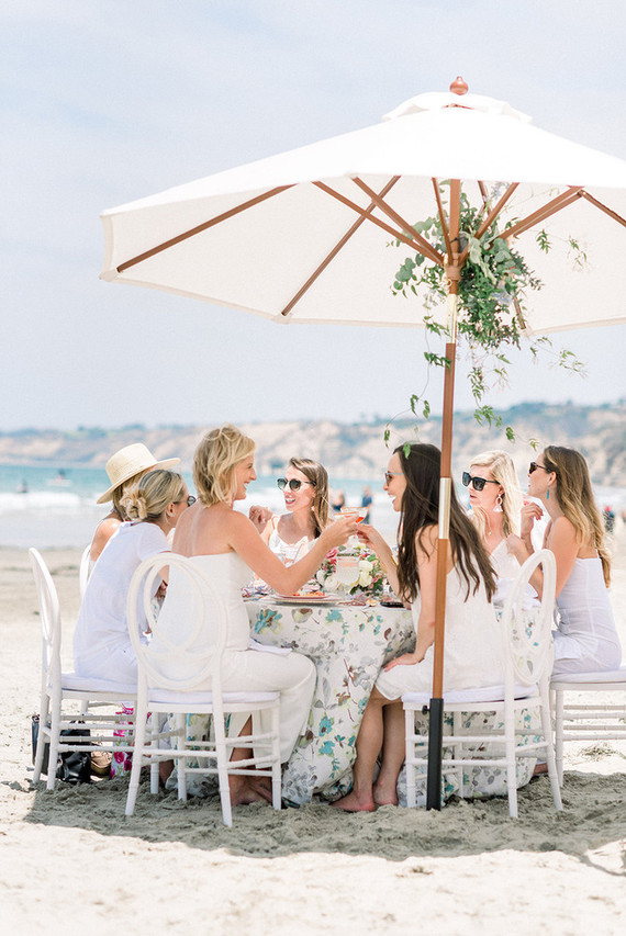 All white gender surprise beach baby shower in La Jolla