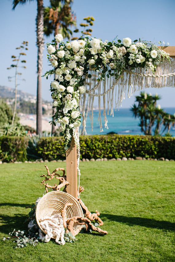 Macrame wedding ceremony backdrop