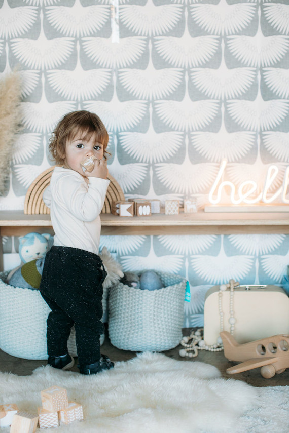 Sophisticated modern gender neutral nursery with Crate and Kids on 100 Layer Cakelet