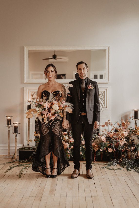 moody fall wedding inspiration with shades of coral and rust