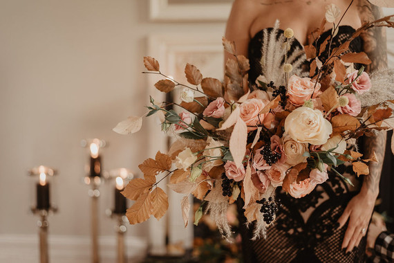 moody fall wedding inspiration with shades of coral and rust