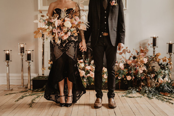 moody fall wedding inspiration with shades of coral and rust
