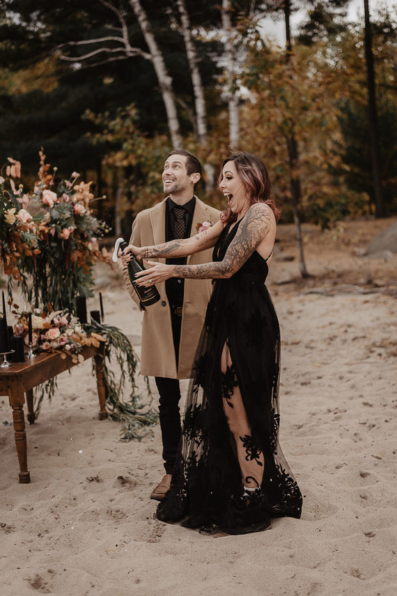 moody fall wedding inspiration with shades of coral and rust