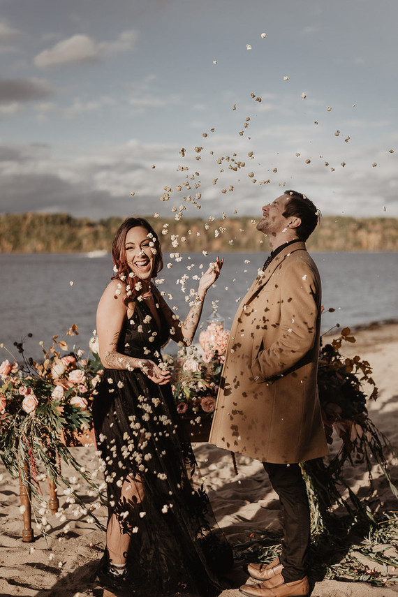 moody fall wedding inspiration with shades of coral and rust