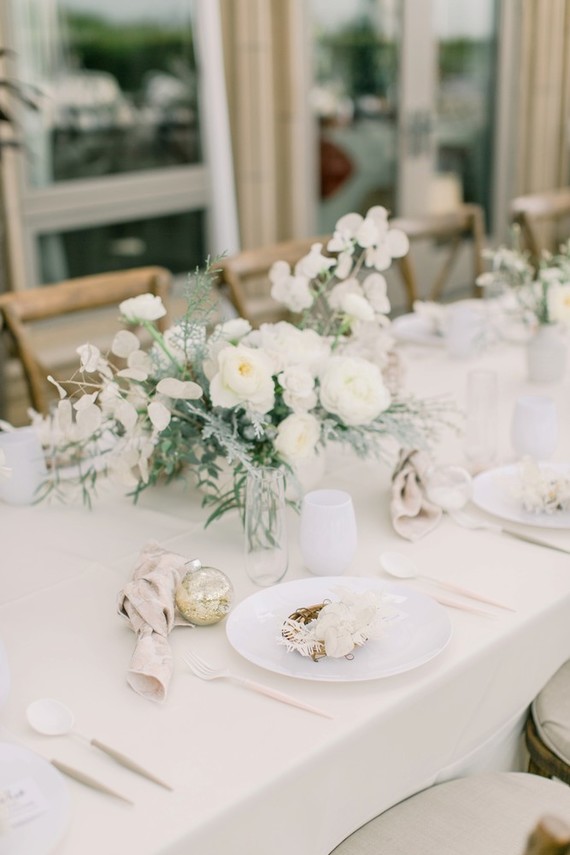All white winter bridal shower for a destination wedding in Mexico