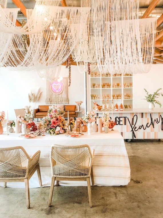 Coral and peach Galentine's party at Festoon LA