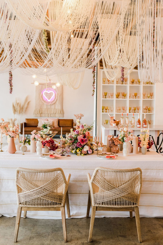 Coral and peach Galentine's party at Festoon LA