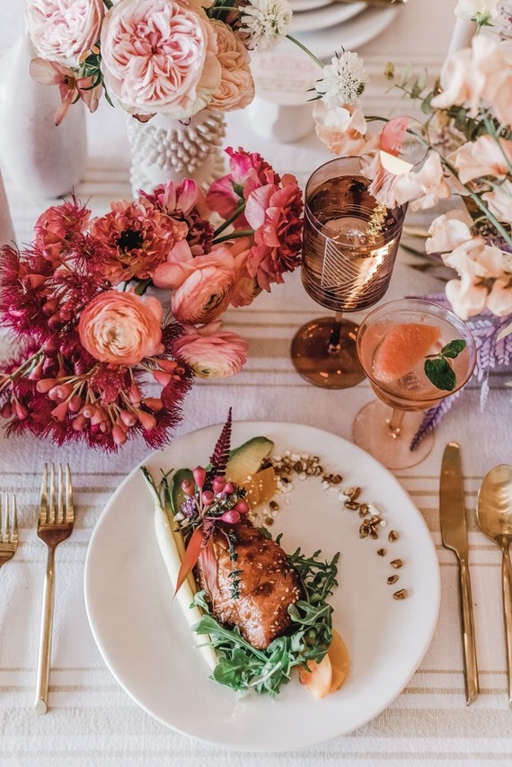 Coral and peach Galentine's party at Festoon LA