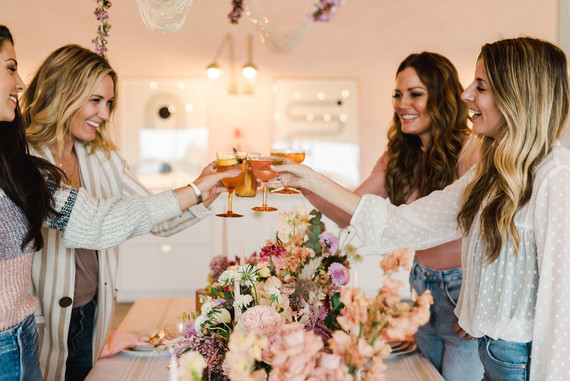 Coral and peach Galentine's party at Festoon LA