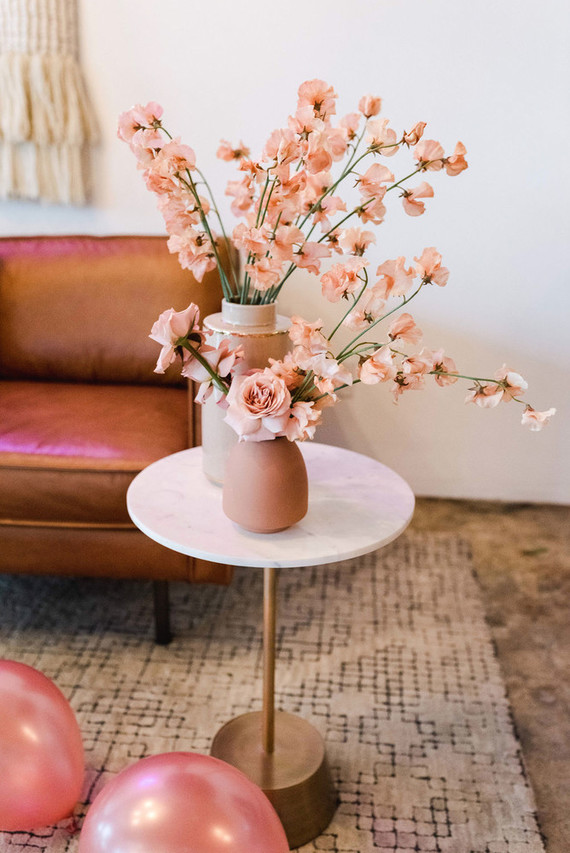 Coral and peach Galentine's party at Festoon LA