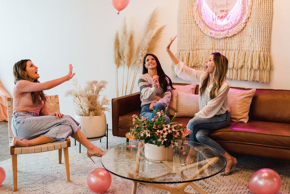 Coral and peach Galentine's party at Festoon LA