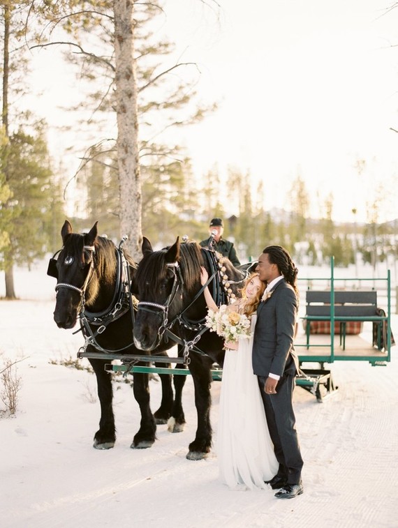 Luxe winter Rocky Mountain ranch wedding Inspiration
