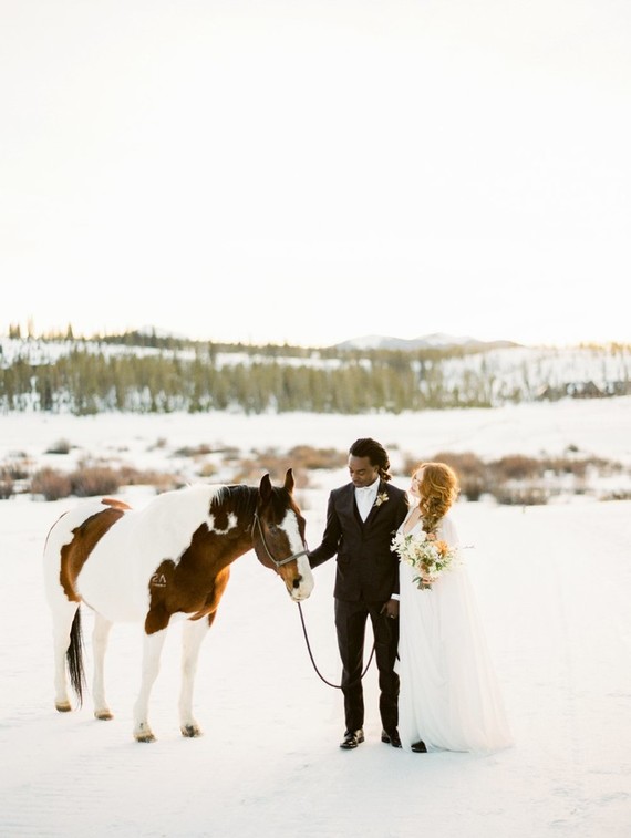 Luxe winter Rocky Mountain ranch wedding Inspiration