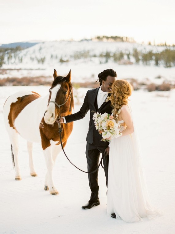 Luxe winter Rocky Mountain ranch wedding Inspiration