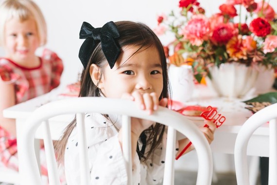 Lunar New Year kids party with red and gold details