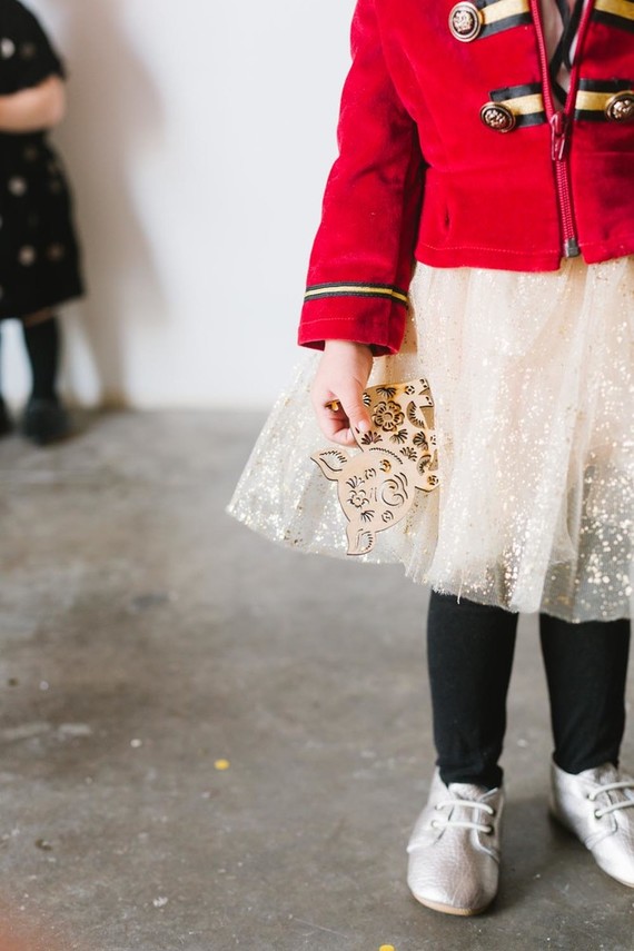 Lunar New Year kids party with red and gold details