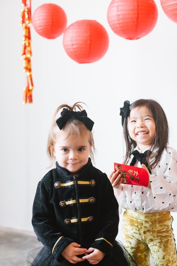 Lunar New Year kids party with red and gold details