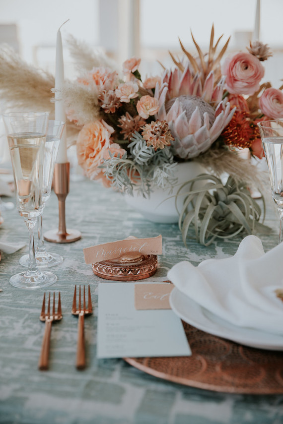 Spring 2019 wedding trend alert: pale mint and blush seaside editorial Inspiration