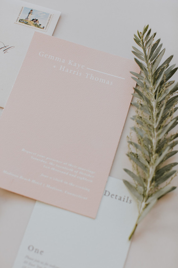 blush and pale mint wedding invitations