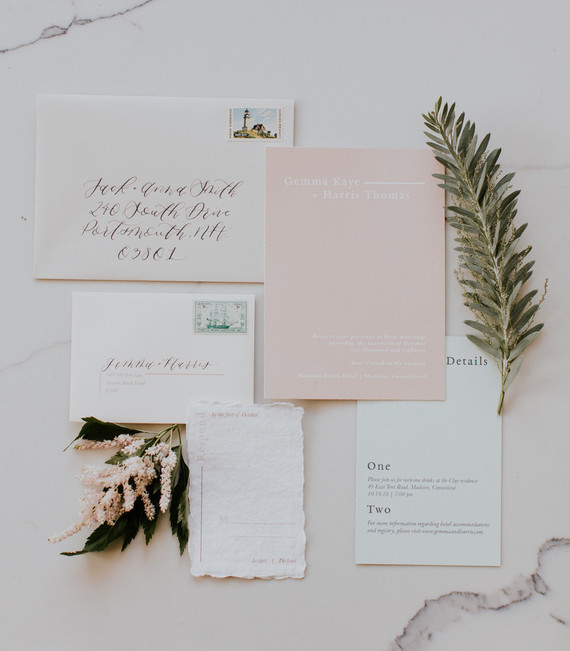 blush and pale mint wedding invitations Inspiration