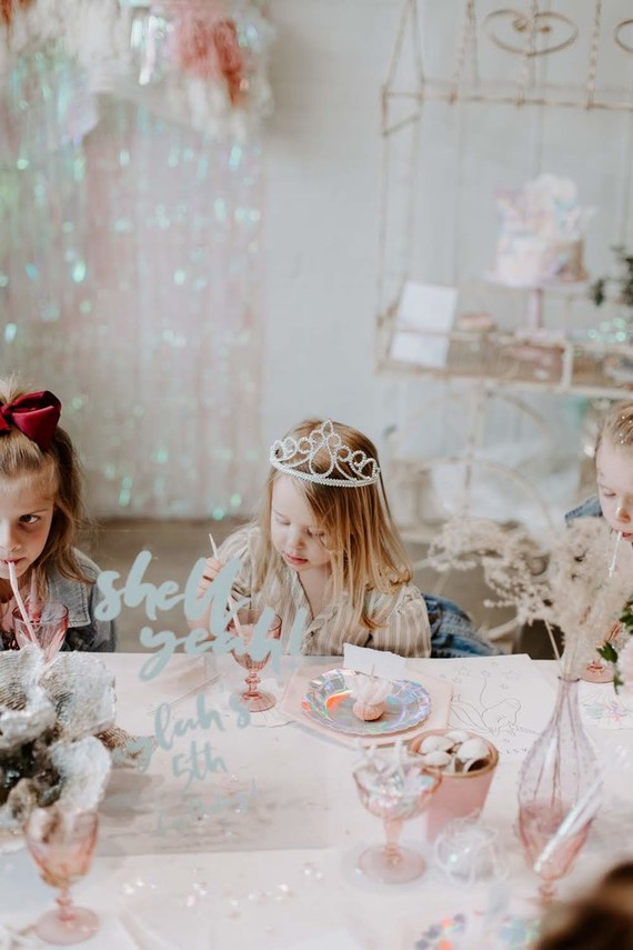 Boho mermaid girl's birthday party with all the sparkles