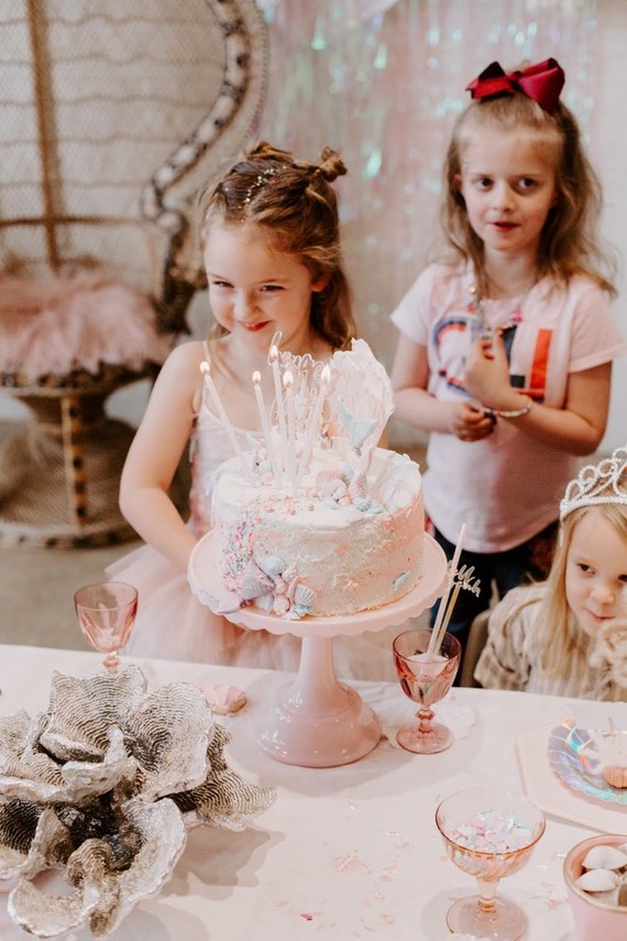 Boho mermaid girl's birthday party with all the sparkles