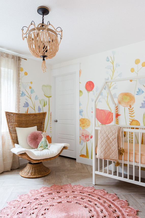 Cara Loren's floral feminine girl's nursery with Lulu & Georgia Inspiration