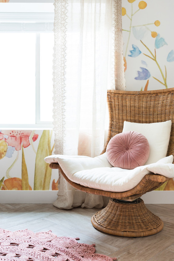 Cara Loren's floral feminine girl's nursery with Lulu & Georgia