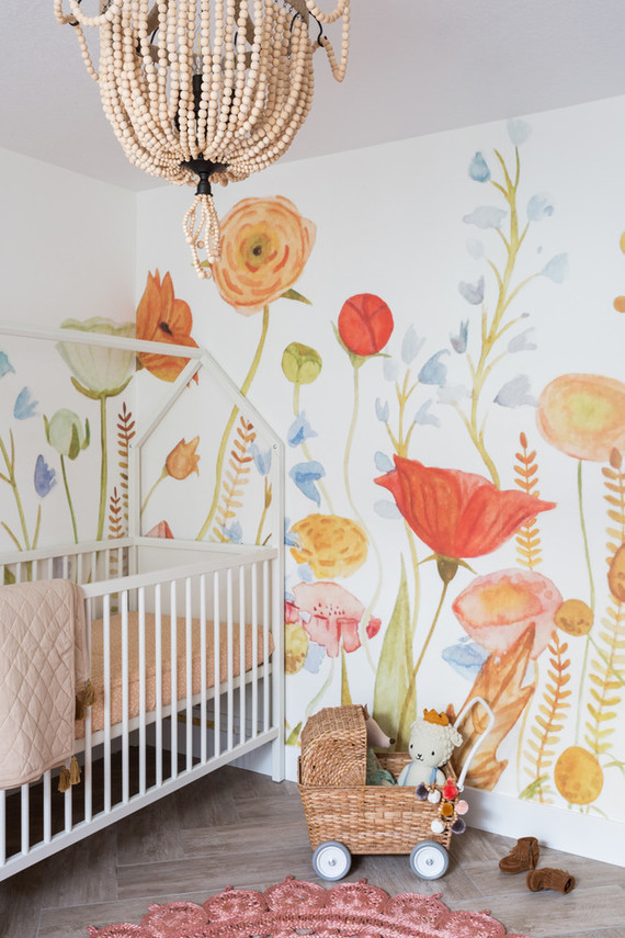 Cara Loren's floral feminine girl's nursery with Lulu & Georgia Inspiration
