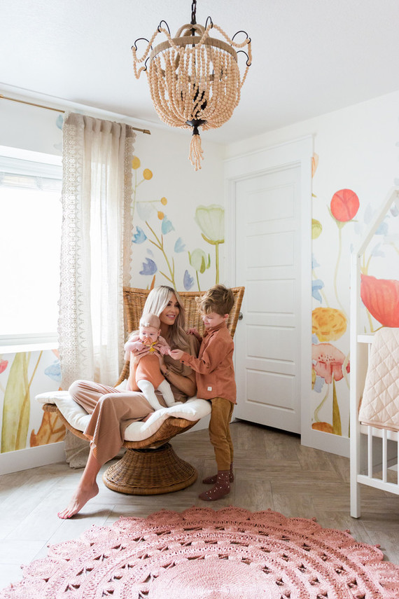 Cara Loren's floral feminine girl's nursery with Lulu & Georgia