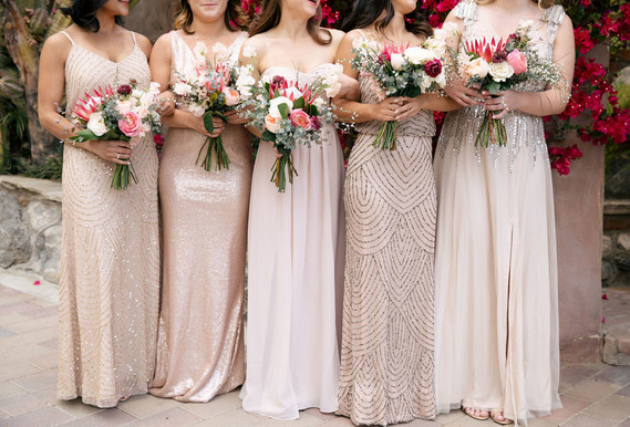 Neutral bridesmaid dresses with sparkle