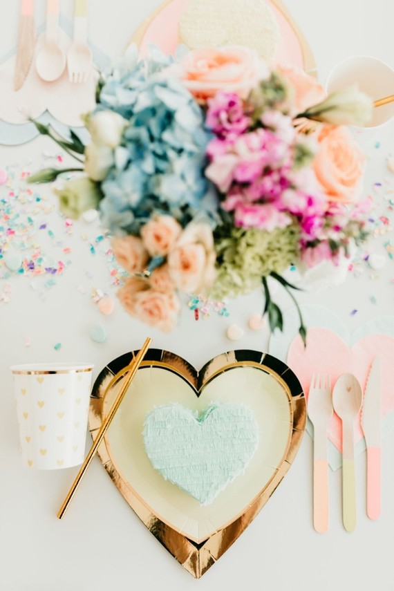Pastel and gold Valentine's Day party Inspiration