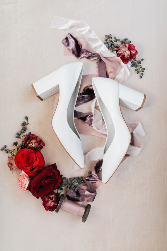 modern white wedding shoes