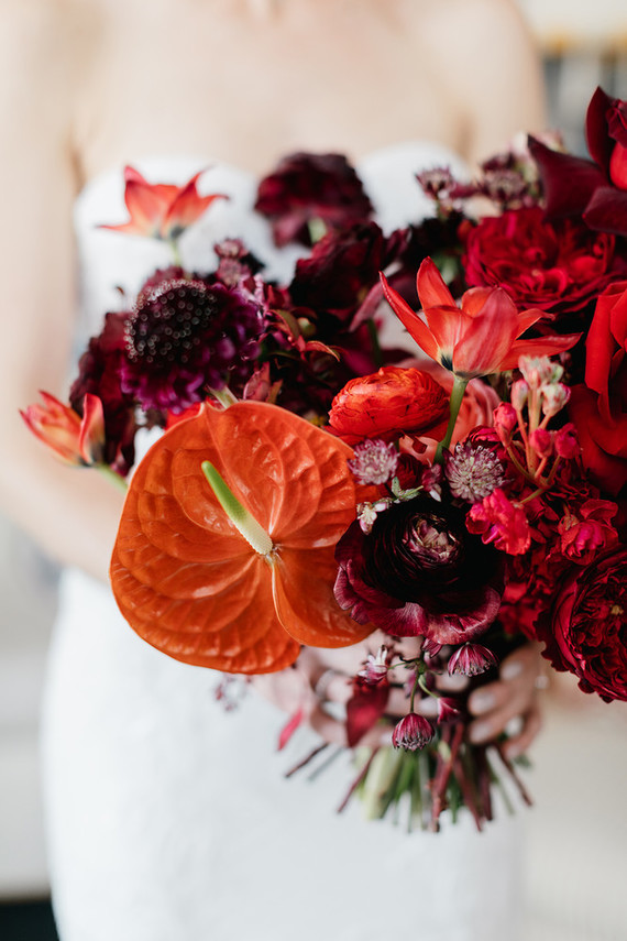 modern red bridal bouquet