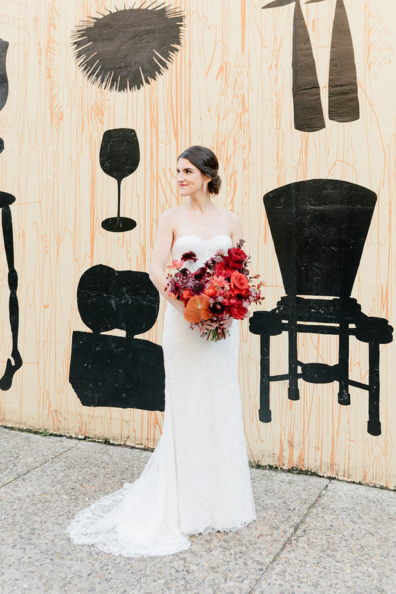 modern winter art gallery wedding in Philadelphia Inspiration