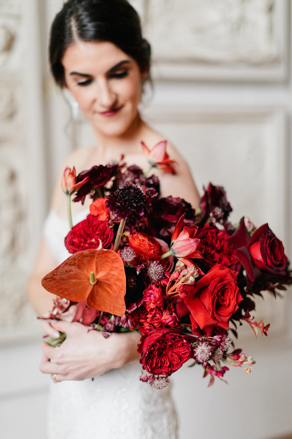 modern red bridal bouquet