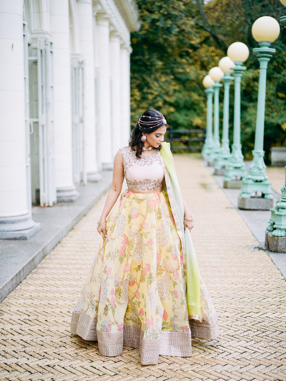 Pastel indian bridal editorial at the Prospect Park boathouse