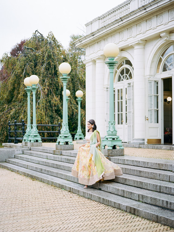Pastel indian bridal editorial at the Prospect Park boathouse