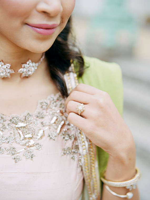 Pastel indian bridal editorial at the Prospect Park boathouse