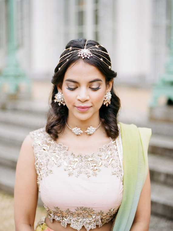 Pastel indian bridal editorial at the Prospect Park boathouse