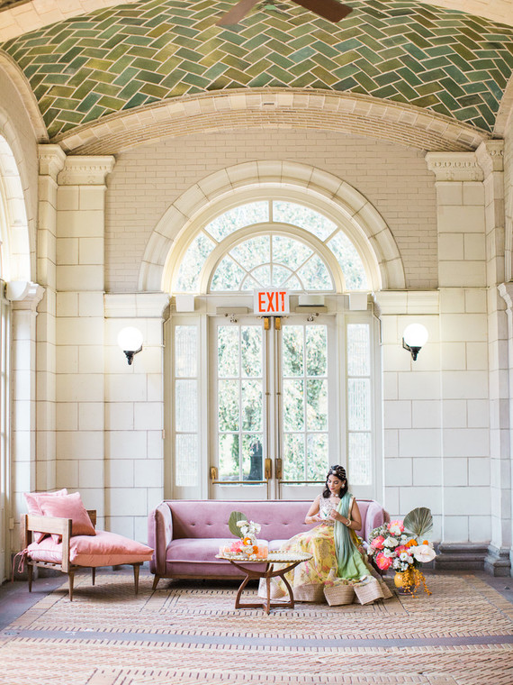 Pastel indian bridal editorial at the Prospect Park boathouse